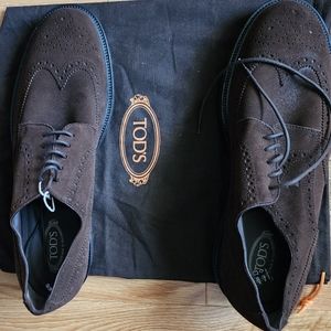 Tod's Men's Derby Suede Lace Up Leather Brown Shoes  (Tods) 12 (US) Wingtip nwb